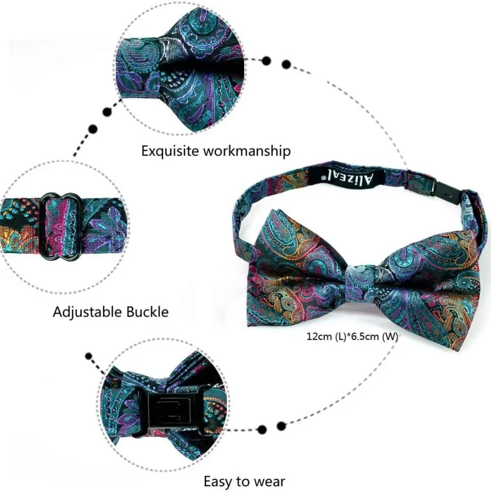Mens Paisley Bow Tie, Hanky and Cufflinks - Picture 4 of 7